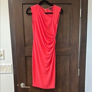 Victoria's Secret Orange Pink Asymmetrical Ruched Sheath Dress